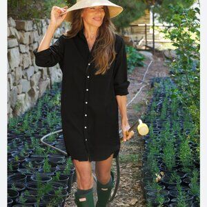 Frank & Eileen Famous Denim MARY Classic Shirtdress Size: L BLACK